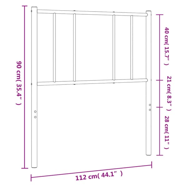 vidaXL metalsengegavl sort 107 cm