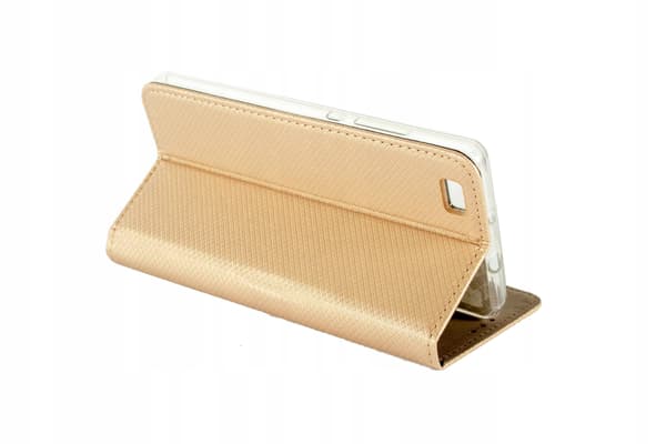 ETUI til HUAWEI P8 LITE SMART MAGNET LUKKET BOOKETUI GULD + GLAS