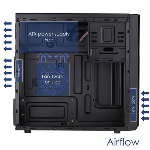 Akyga AK17BK Micro ATX computerkabinet PC Tower Box 2x USB 3.0 Sort