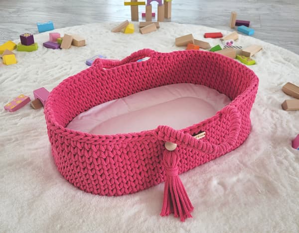 Moses Basket BOHO Bomullsdockbärare - Fuchsia