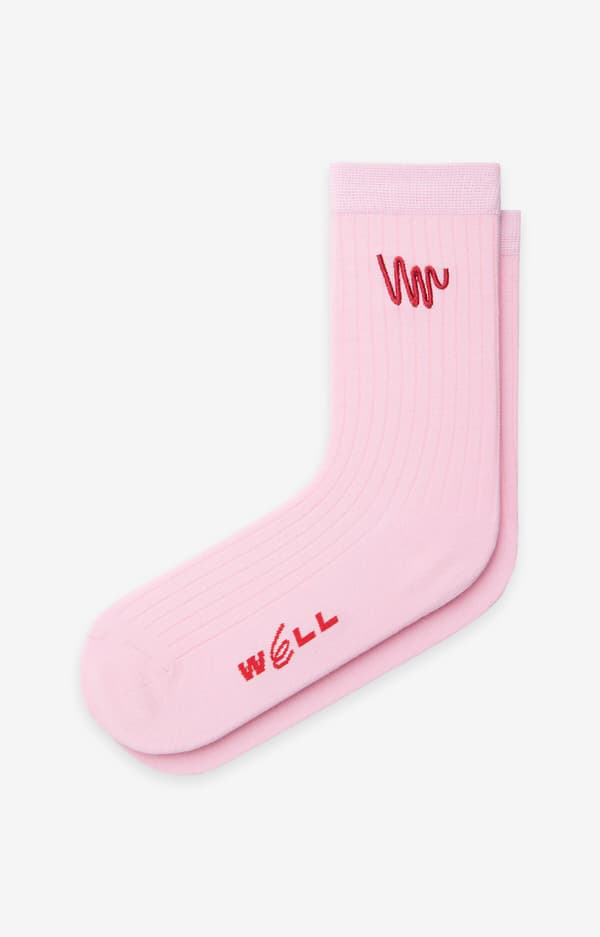 Ribbade strumpor med broderi 42-43