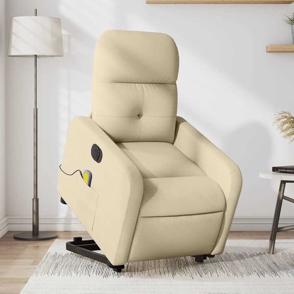 vidaXL Lyftbar massagefåtölj, elektrisk, vilstol, krämfärgad
