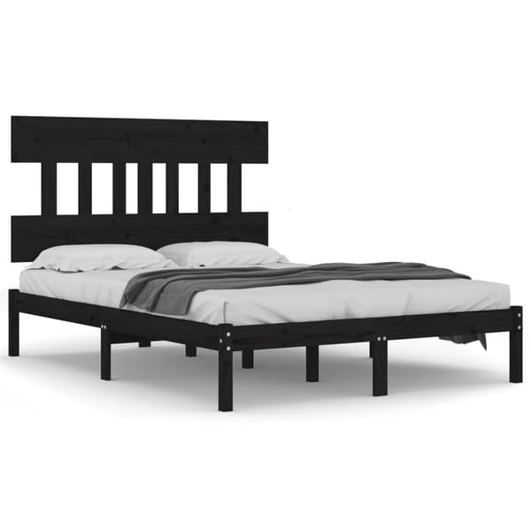 vidaXL sengestel sort massivt træ 140x190 cm