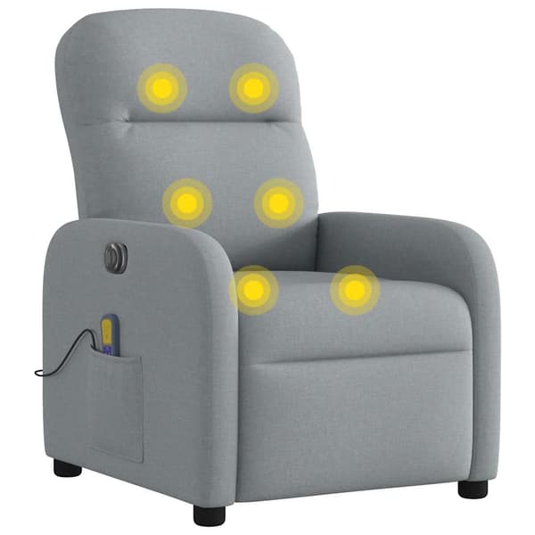 vidaXL Elektrisk massagefåtölj ljusgrå tyg