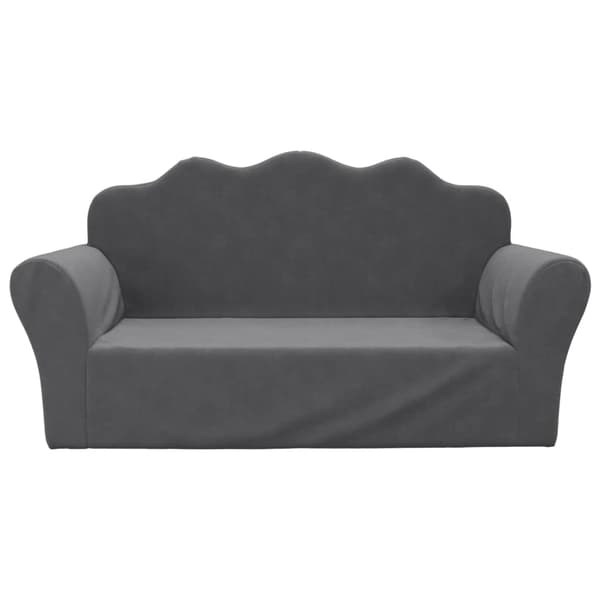 vidaXL 2-sits barnsoffa, antracit, mjuk plysch