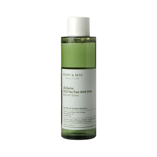 Mary&May Vegan CICA Tea Tree AHA PHA Ansiktsvatten för problemhud - 200 ml