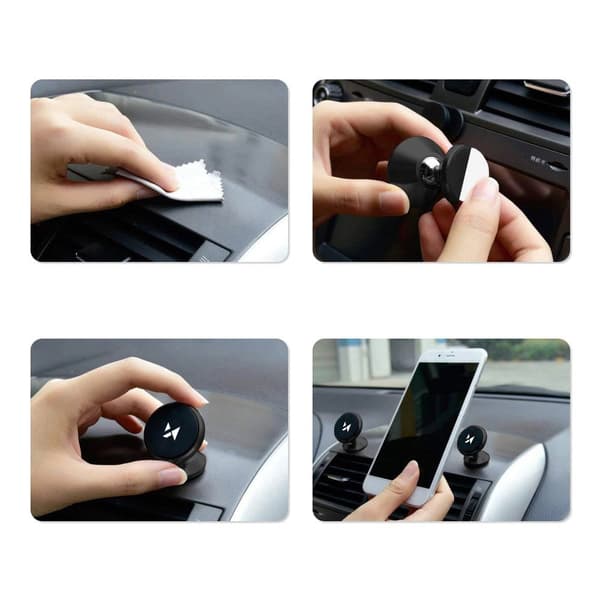 360 Magnetisk Biltelefonholder til Dashboard, Sort