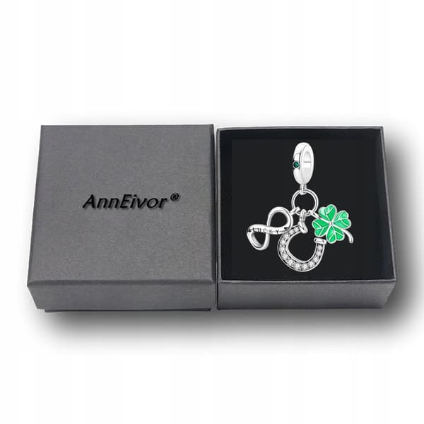 Modulär pärla S925 Silver Lucky Infinity 4-Leaf Clover Hästsko