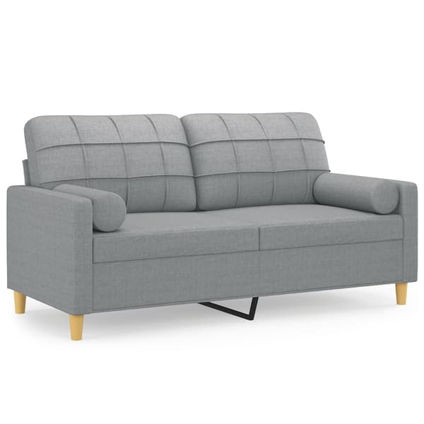 vidaXL 2-sitssoffa med kuddar, ljusgrå, 140 cm, tyg