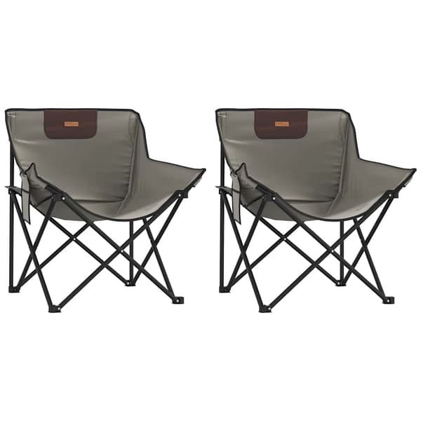 vidaXL Hopfällbara campingstolar med ficka, set om 2, grå