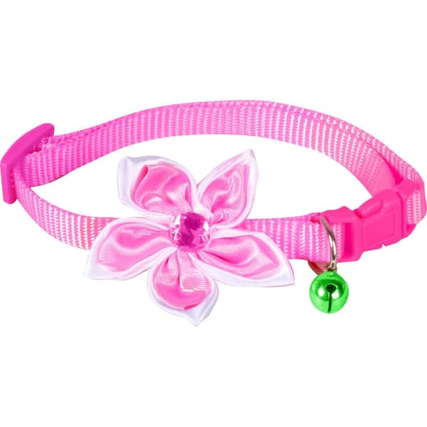 Mörkrosa halsband med blomma och klocka