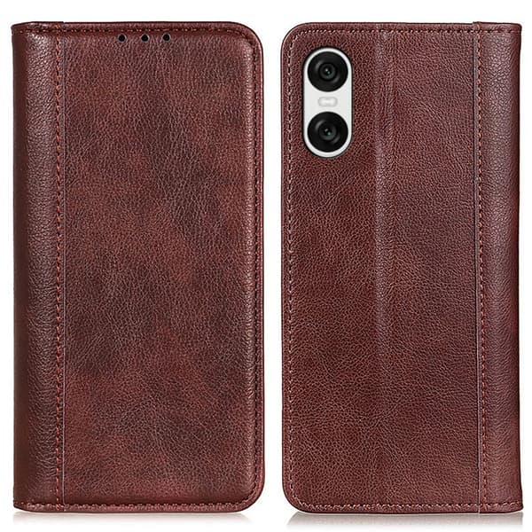 Flip-cover til Sony Xperia 10 VI, splitlæder, brun