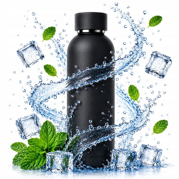 500 ml ståltermoflaske til varme og kolde drikke, sort