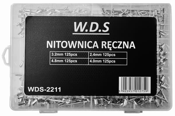 Handnitverktyg + nitar 500 st WDS2211