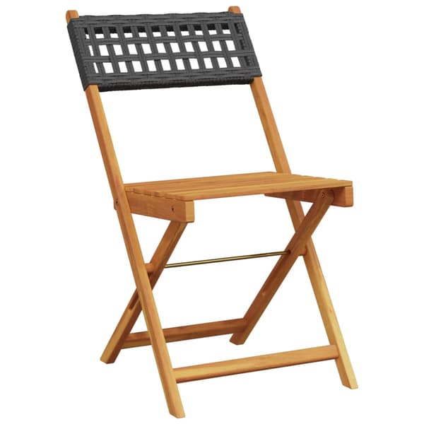 vidaXL foldbare havestole, sæt med 4, sort polyrattan og træ