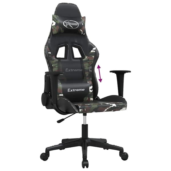 vidaXL massage-gamingstol, sort og camouflage, kunstlæder