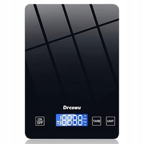 Drcowu digital køkkenvægt med LCD-display, glas, sort