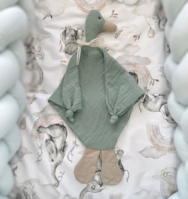 Håndlavet muslin gåsebamse (boho grøn)