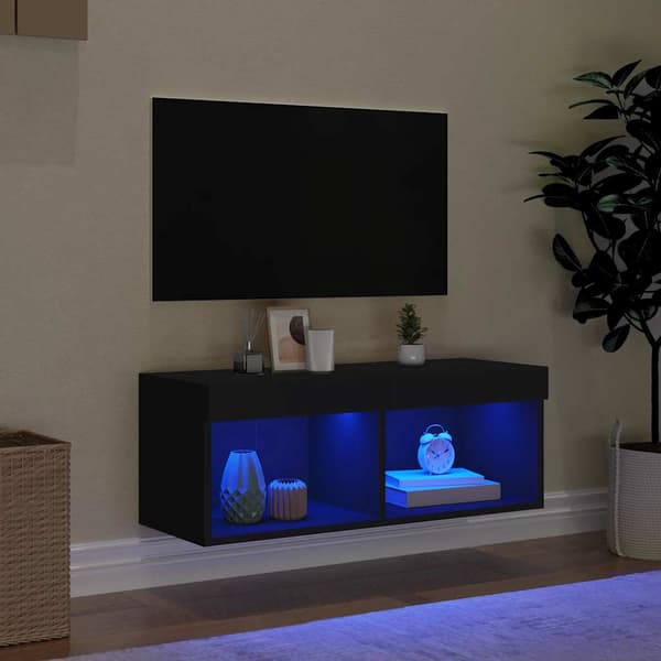 vidaXL TV-skab med LED, sort, 80x30x30 cm