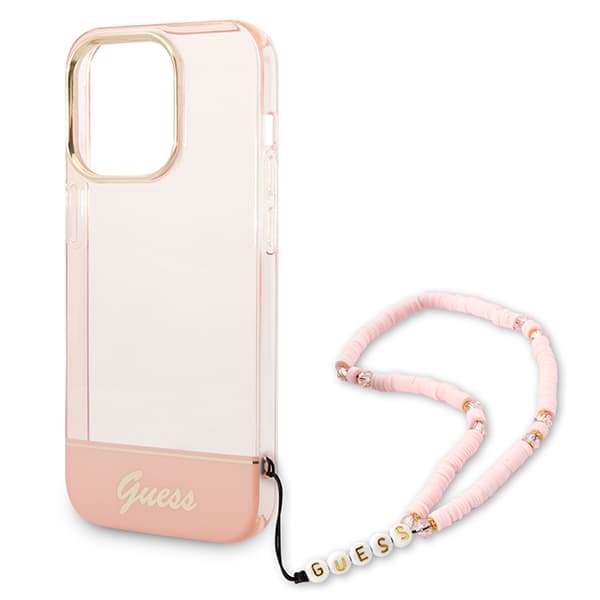 Guess Translucent Pearl Strap-skal till iPhone 14 Pro Max, Rosa