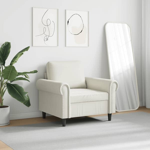 vidaXL Fåtölj, Creme, 60 cm, Klädd i sammet