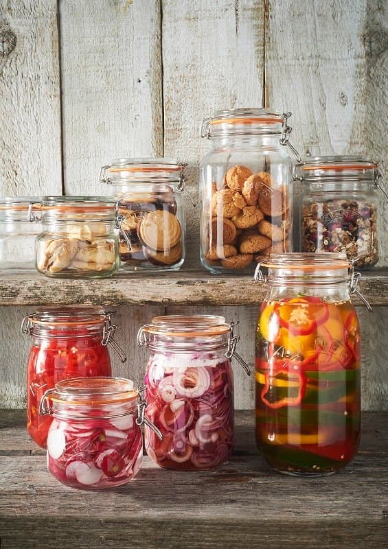1 l rund burk med klipplock / Kilner