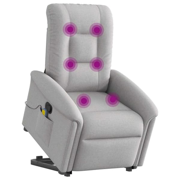 vidaXL Lyftbar massagefåtölj, grå, tyg