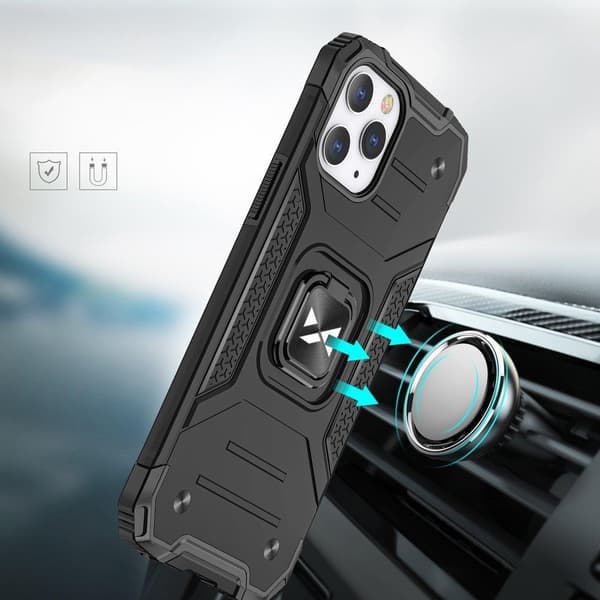 Pansret cover + magnetisk holder iPhone 13 mini Ring Armor sølv