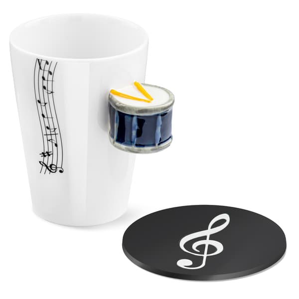 Musikduo-set - Trummugg - blå + underlägg