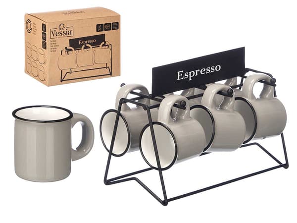 Sæt med espressokopper 100 ml grå
