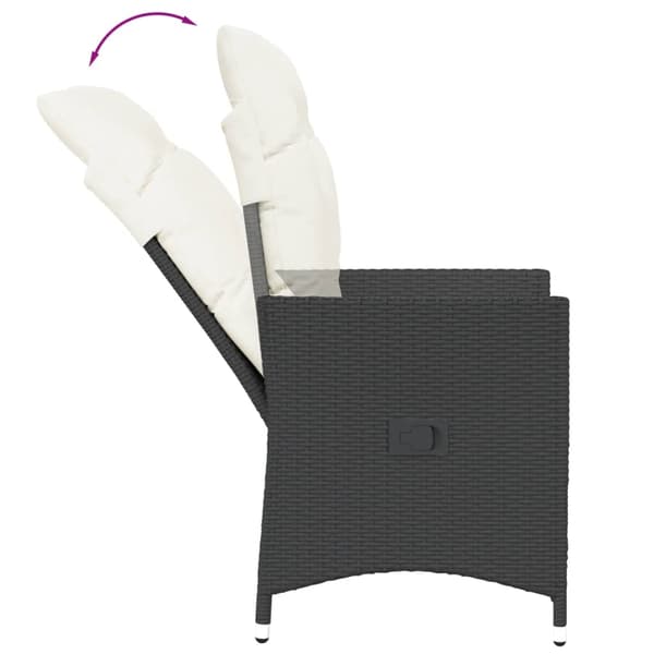 vidaXL havestol med hynder, sort polyrattan