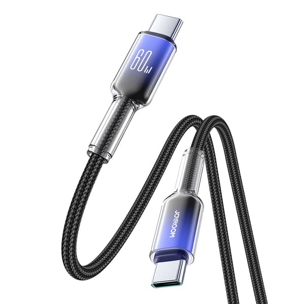 Crystal-Clear-serien 60W USB-C - USB-C 1,2m kabel - sort