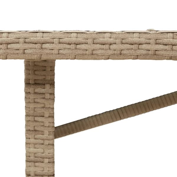 vidaXL Puutarhapöytä lasikannella, beige, 190x80x75 cm, polyrottinki