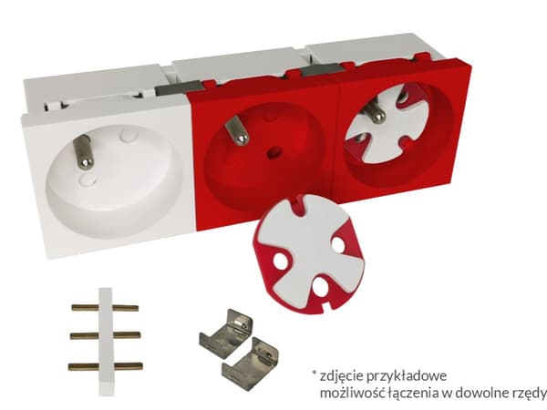 Modulær stikkontakt 2P+Z, 45x45, standard - egnet til bygning