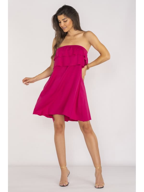 Trapez minikjole, fuchsia S/M