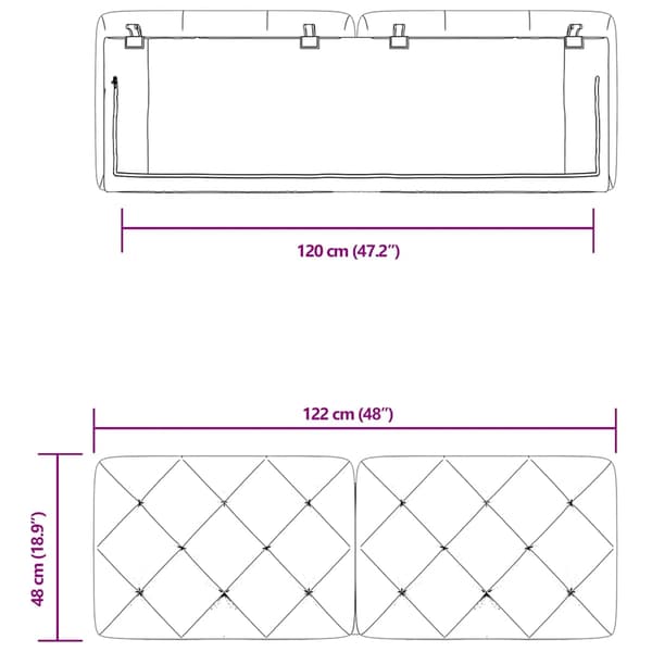 vidaXL Sängynpäädyn tyyny, sininen, 120 cm, sametti