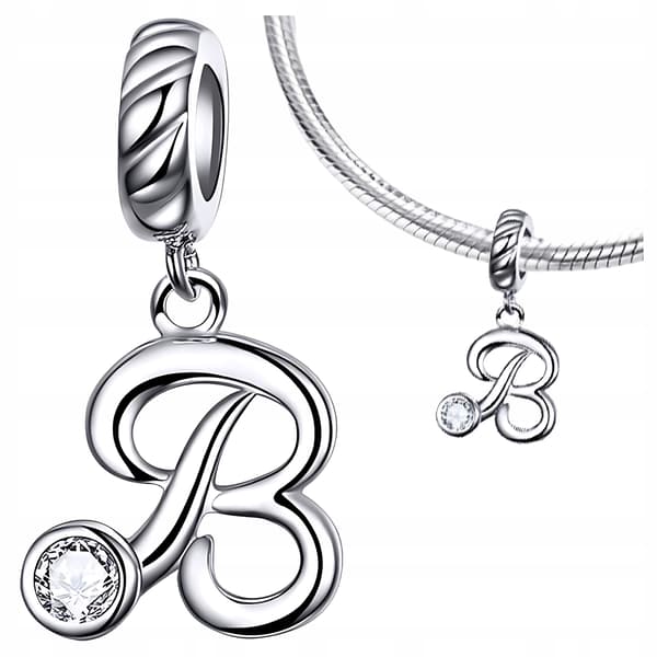 Berlocker bokstaven B silver 925 bokstavspärla silverhänge för berlocker 925