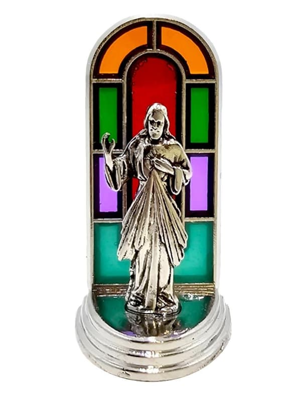 Barmhärtig Jesus målat glasfönster 6,5 cm