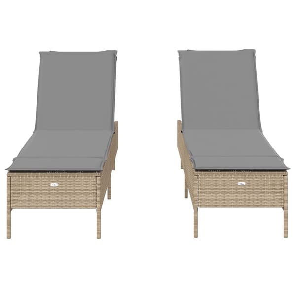vidaXL Solstolar med kuddar, set om 2, beige, polyrotting
