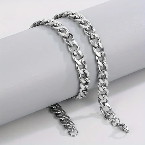 Tjock herrkedja Silverkedja 50cm Armerad + GRATIS