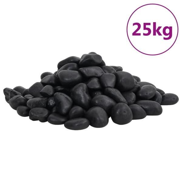 vidaXL polerede småsten, 25 kg, sort, 2-5 cm