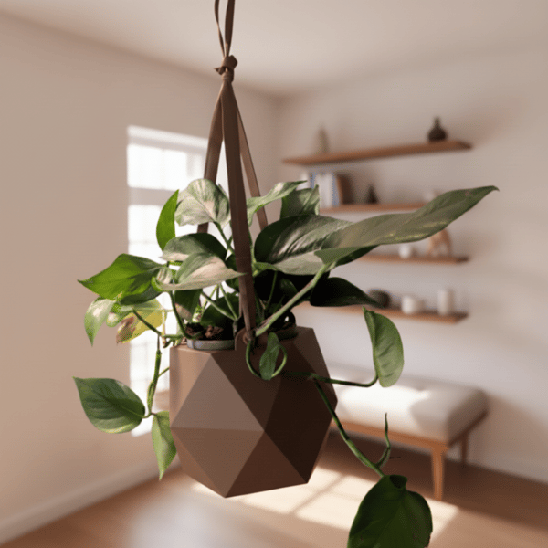 Hängande brun geometrisk växtkruka