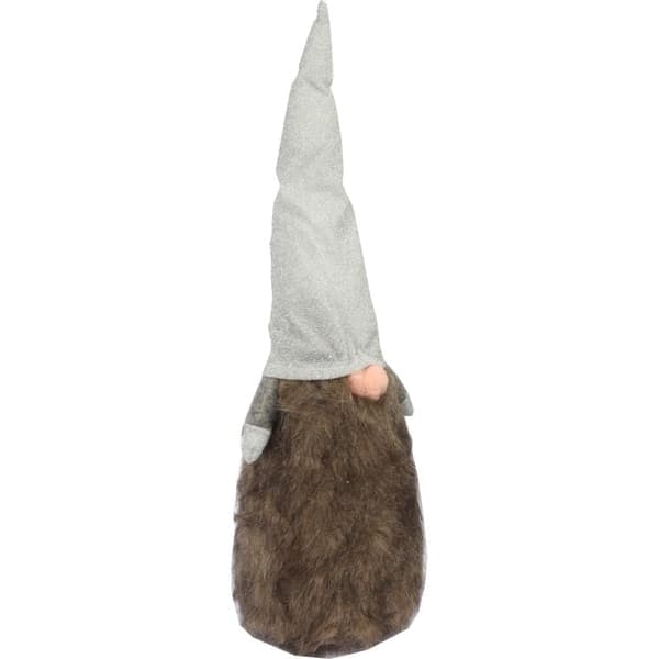 Figur af en dværg med grå hat, 50 cm, brun