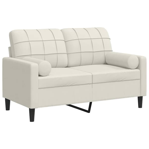 vidaXL 2-sitssoffa med kuddar, krämfärgad, 120 cm, sammet