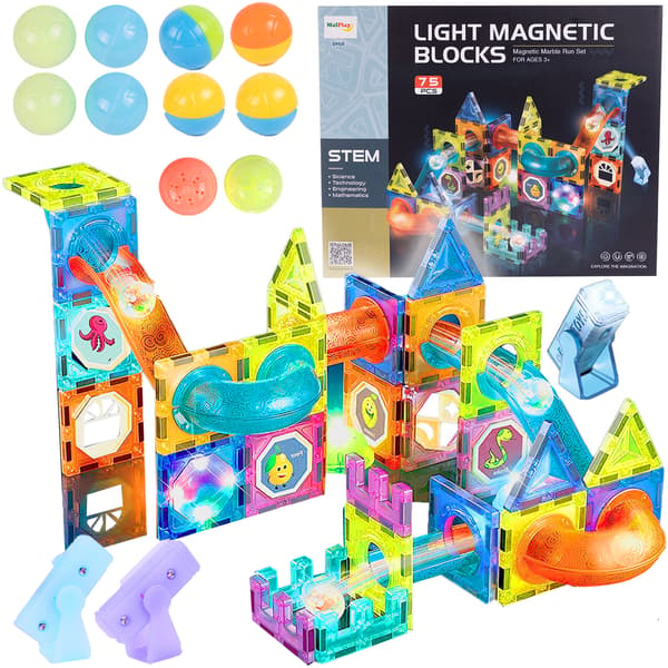 Magnetiske lysende klodser 75 stykker