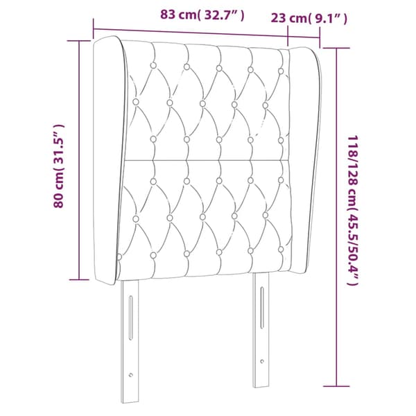vidaXL Vingad nackstöd rosa 83x23x118/128 cm sammet