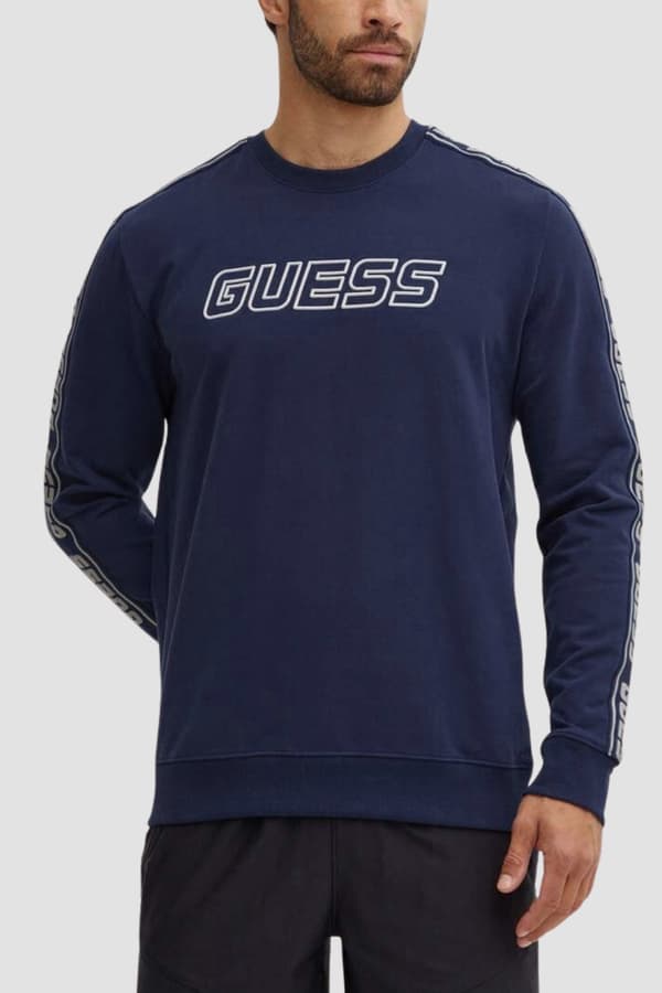 Guess Marinblå Herrtröja med Ränder Arlo Cn M