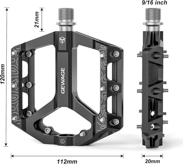 Gewage Sorte Aluminium Platform Cykelpedaler 3 Forseglede Lejer