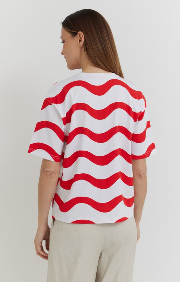 Merceriserad ekologisk bomulls-t-shirt med S-tryck