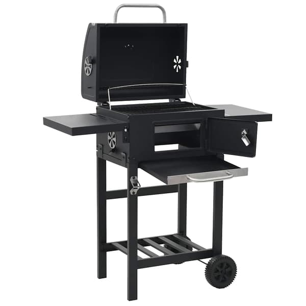 vidaXL kulgrill med nederste hylde, sort